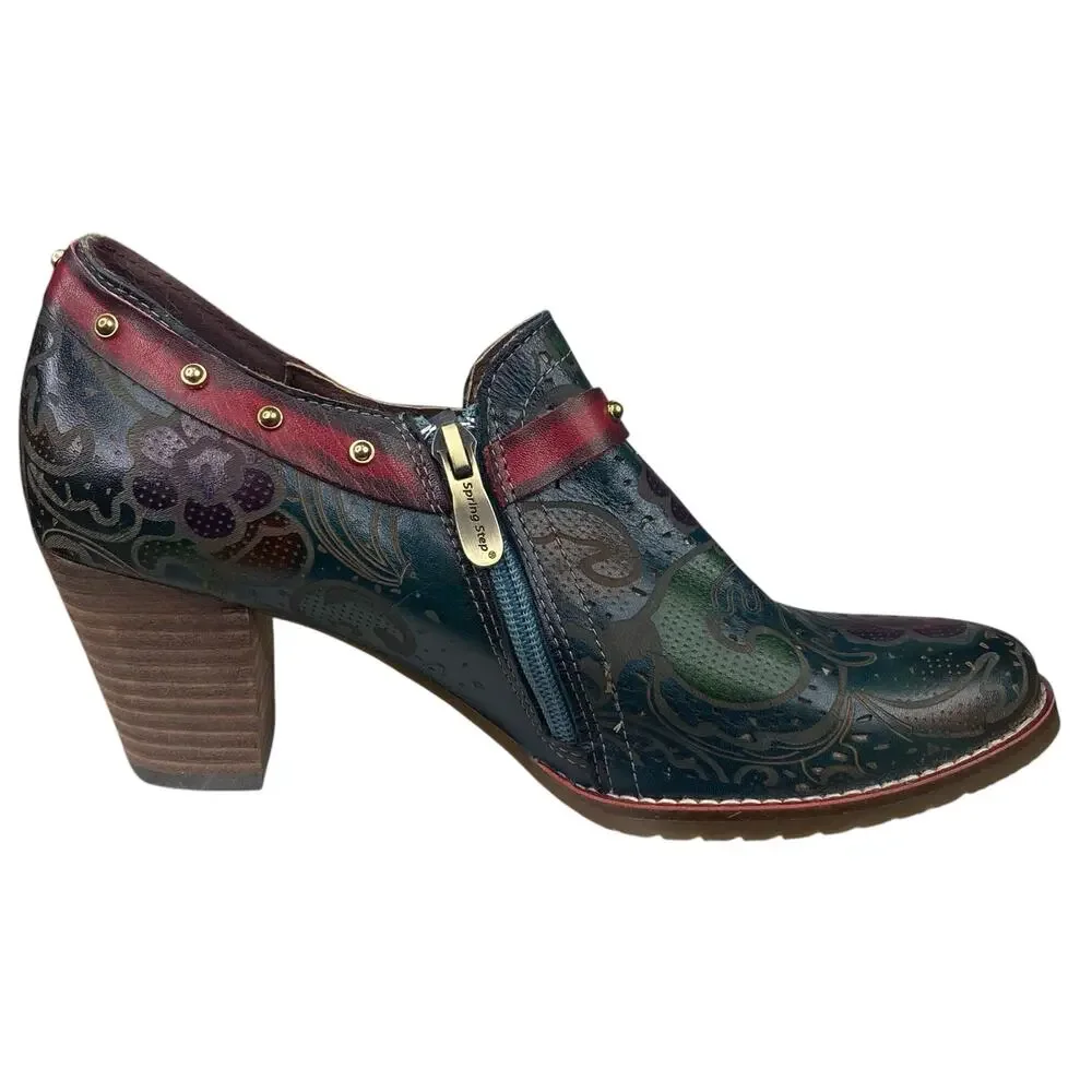 L’artiste By Spring Step Women’s Firaplay Green Floral Ankle Boot Size 40 US 9